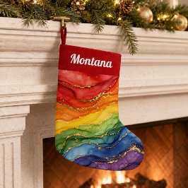 HBTQ regnbågsmarmor Liten Julstrumpa