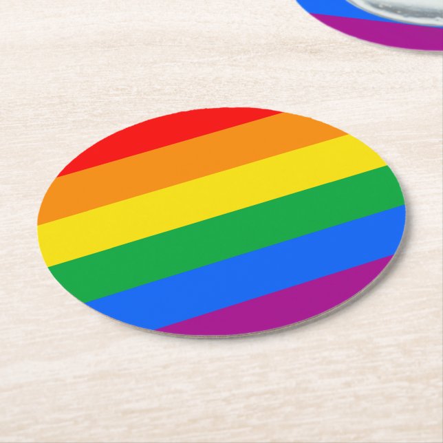 HBTQ+ regnbågsstolthetsflagga Underlägg Papper Rund (Vinklad)