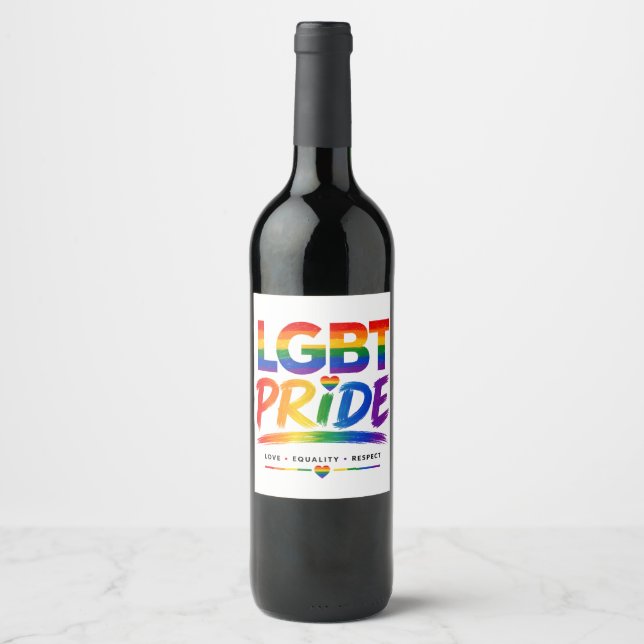 HBTQ regnbågstypografi Vinflaska Etikett (Framsida)