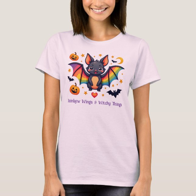 HBTQ-regnbågsvingar & häxiga saker T Shirt (Framsida)