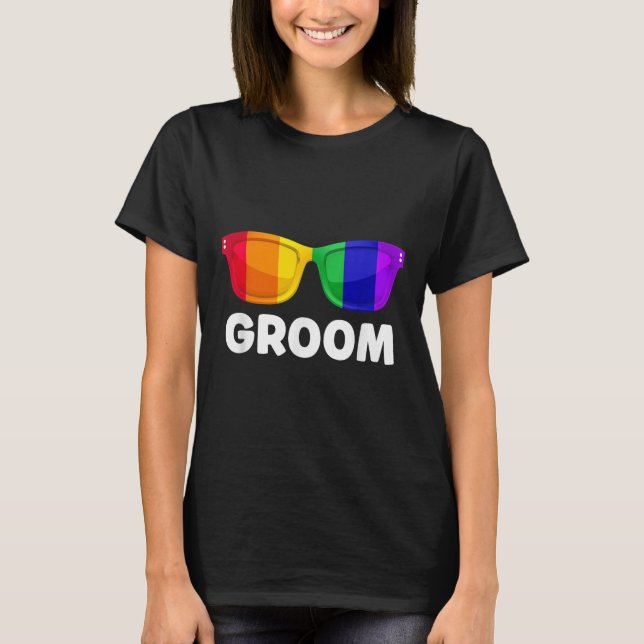 HBTQ Skojbröllop Brudgum Bröllop T-Shirt (Framsida)