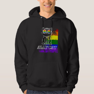 HBTQ-stödjande katt Var snäll HBTQ-regnbåge Hoodie