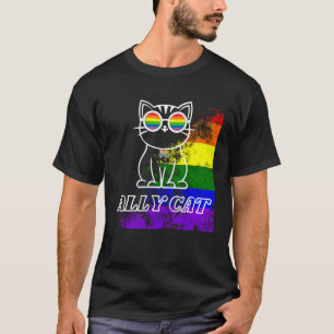 HBTQ-stödjande katt Var snäll HBTQ-regnbåge T Shirt