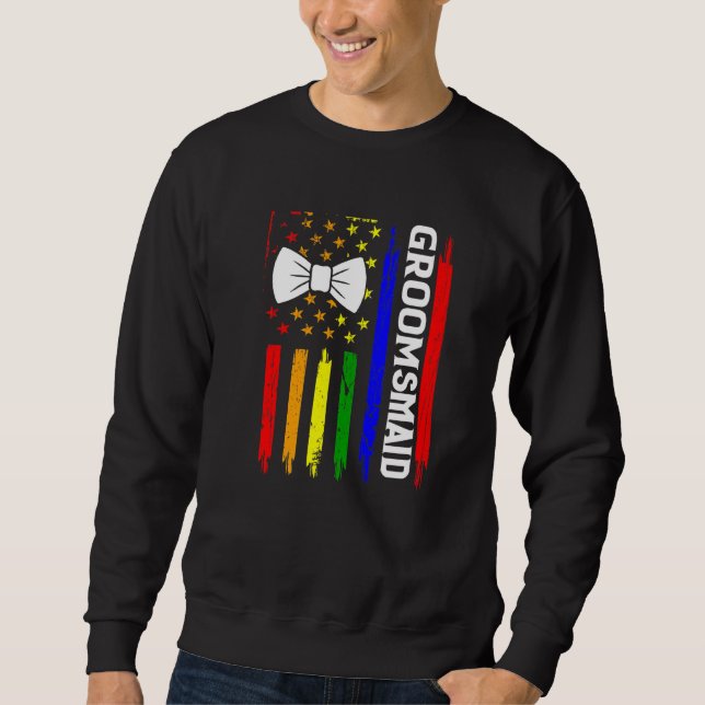 Hbtq-stolt Pride Gay Sängkantsfest Bröllop Lång Ärmad Tröja (Framsida)