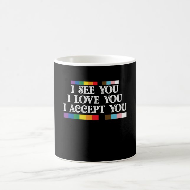HBTQ stolthet Jag ser kärlek Acceptera dig Stöd Kaffemugg (Center)