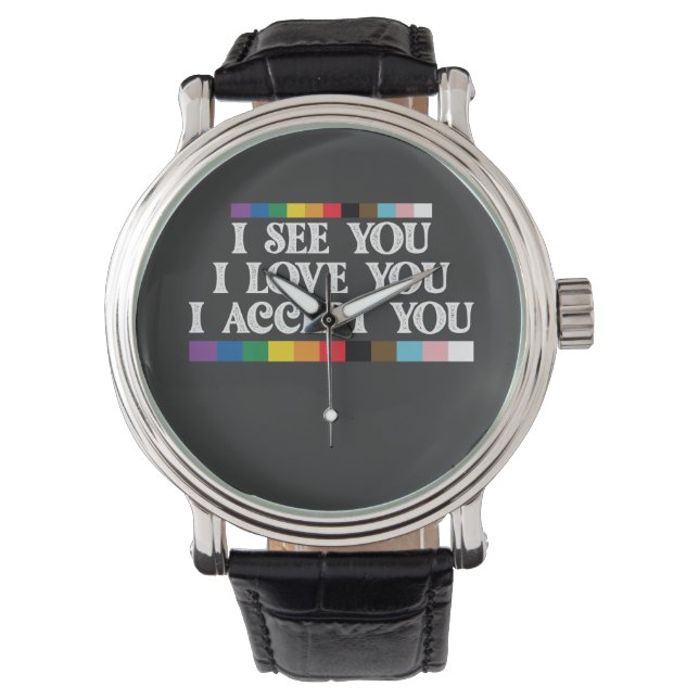 HBTQ stolthet Jag ser kärlek acceptera dig stötta Armbandsur (Framsida)
