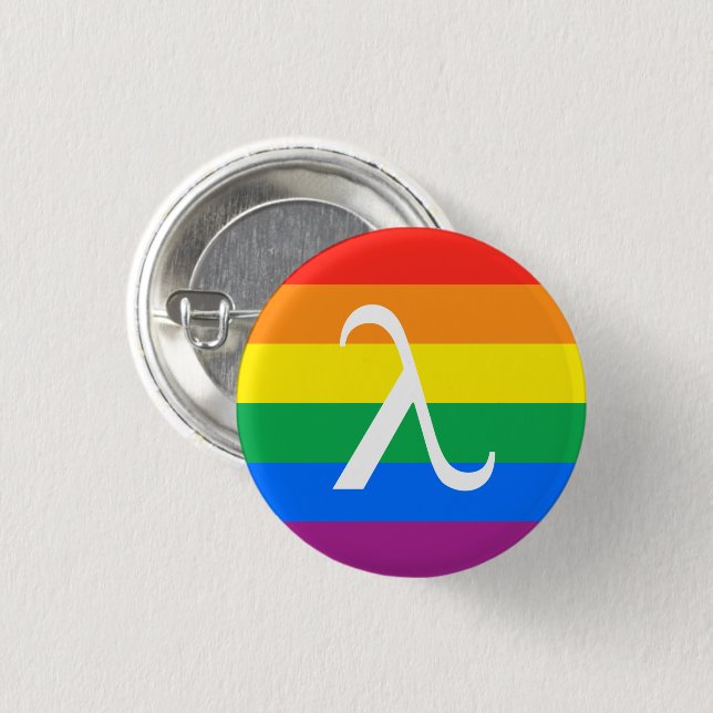 HBTQ-stolthet och aktivism Lambda Knapp (Framsida & baksida)