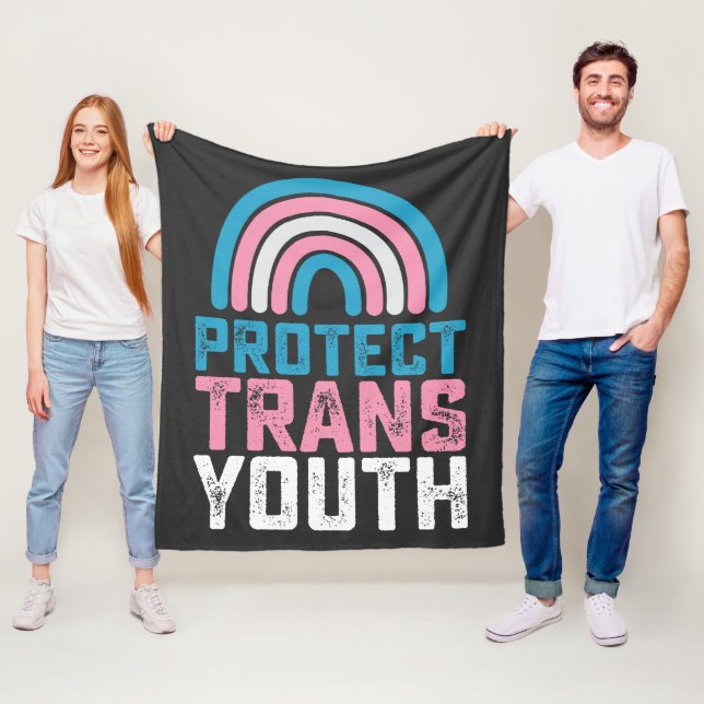 HBTQ stolthet Skydda trans transperson ungdomar ba Fleecefilt (På plats)