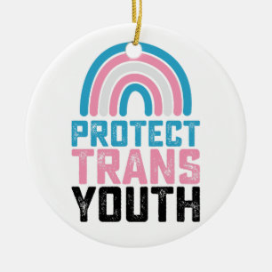 HBTQ stolthet Skydda trans transperson ungdomar ba Julgransprydnad Keramik