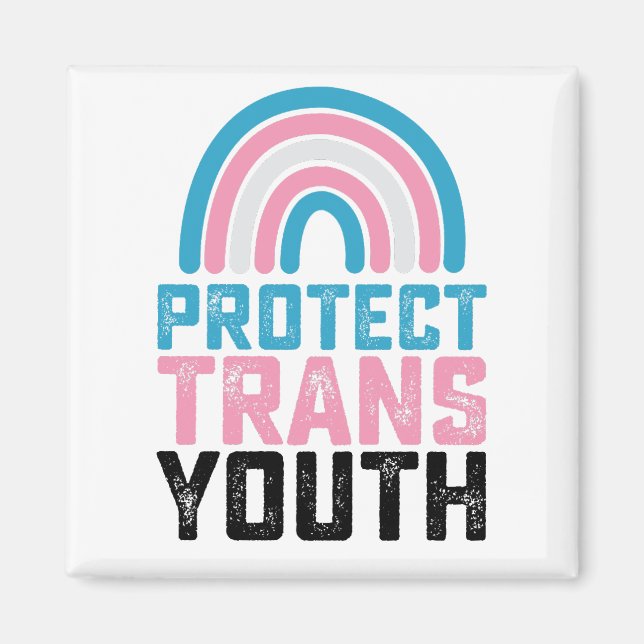 HBTQ stolthet Skydda trans transpersoner ungdomar  Magnet (Framsidan)