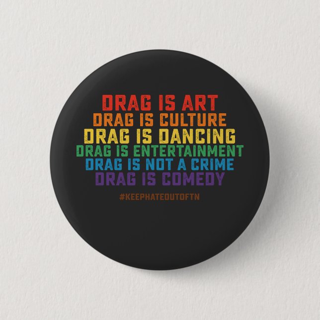 HBTQ stolthet Stöd Drag är konst, inte ett brott Knapp (Framsida)