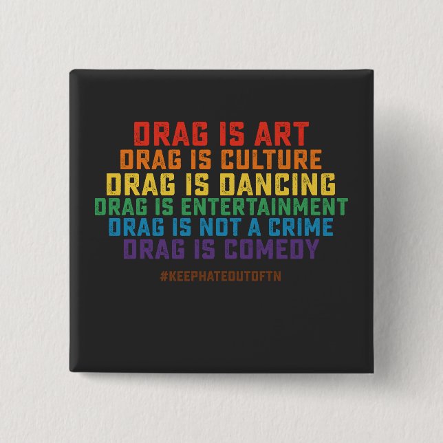HBTQ-stolthet Stöd för Drag är konst, inte ett bro Knapp (Framsida)
