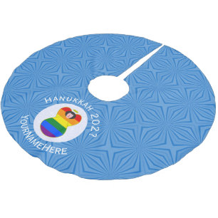 HBTQ-stolthetsängel Svart Hår Hanukkah Flagga Pers Julgransmatta Borstad Polyester