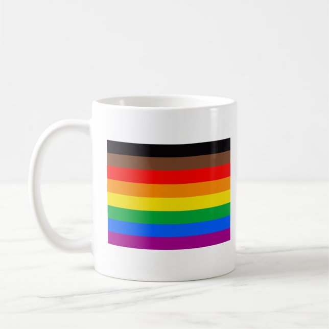 HBTQ-stolthetsflagga (8 ränder) Kaffemugg (Vänster)
