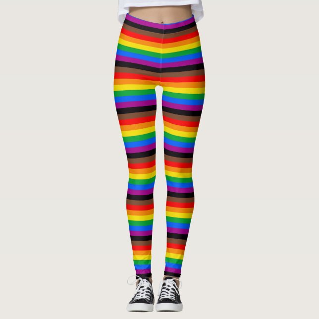 HBTQ-stolthetsflagga (8 ränder) Leggings (Framsida)