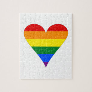 HBTQ Stolthetsflagga Hjärta Funky - Grå Pussel