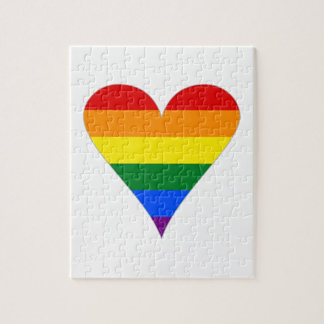 HBTQ Stolthetsflagga Hjärta Funky - Grå Pussel (Vertikal)