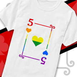 HBTQ-stolthetsflaggans spelkort Fem kort 5 hjärter T Shirt