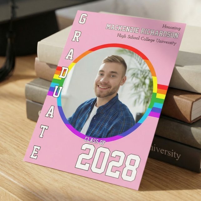 HBTQ-student Stolthet Regnbåge Examen Annonsering Inbjudningar (Skapare uppladdad)