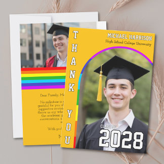 HBTQ Student Stolthet Regnbåge Gul Tack Kort