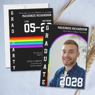 HBTQ-studenters stolta regnbågsfärgade svarta exam Inbjudningar
