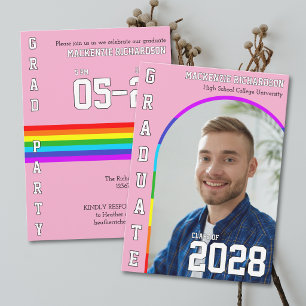 HBTQ-studenters stolthetsregnbåge Rosa examensfest Inbjudningar