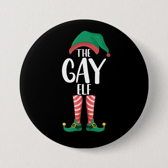 HBTQ Tomte Matchande Familj Julfest Knapp (Framsida)