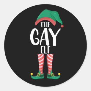 HBTQ Tomte Matchande Familj Julfest Runt Klistermärke
