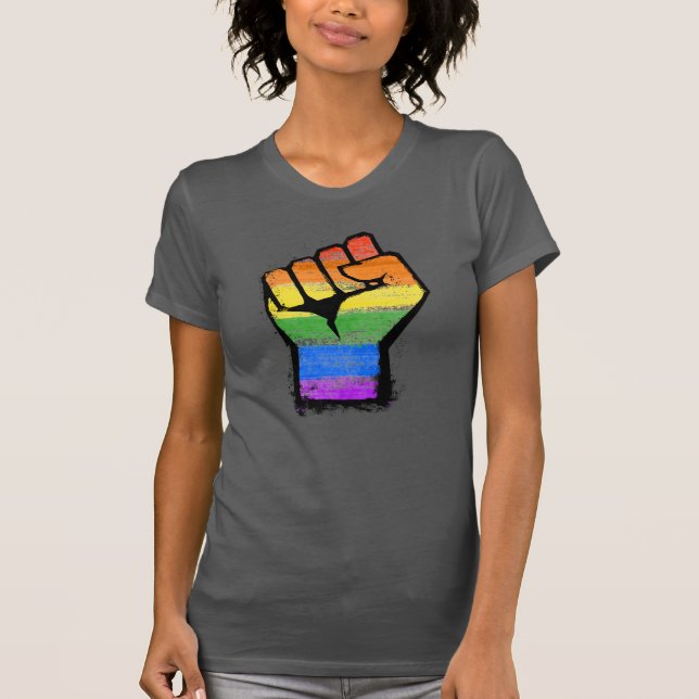 HBTQ Traditionell regnbågsstolthet näve T Shirt (Framsida)