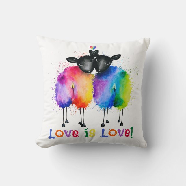 HBTQ Två regnbågshönor Kärlek är kärlek  Kudde (Framsida)