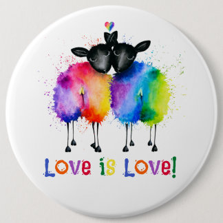 HBTQ Två regnbågshöns Kärlek är kärlek  Knapp