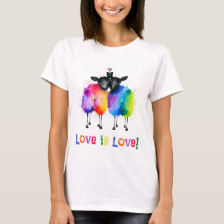  ~HBTQ Två regnbågssfärar Kärlek Är Kärlek  T Shirt