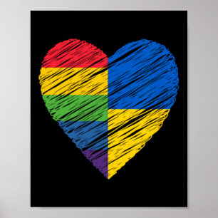Hbtq Ukraina Gay Pride Hjärta För Gay Och Lesbisk Poster