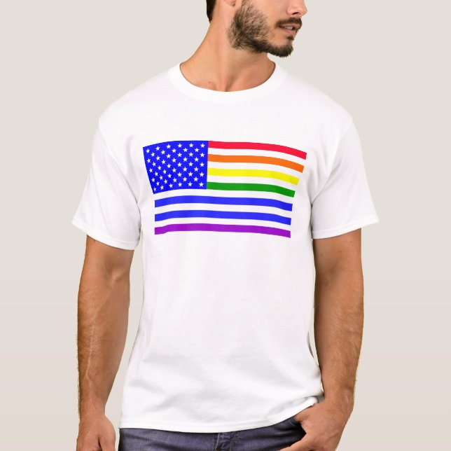 Hbtq USA Flagga T Shirt (Framsida)