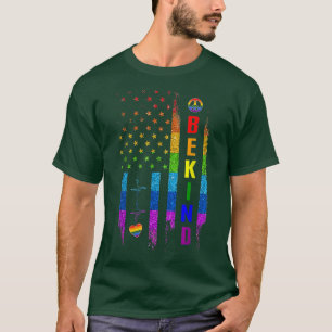 HBTQ Vänlig HBTQ regnbåge amerikansk flagga T Shirt