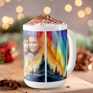 HBTQ Vattenfärg julfotografi med norrsken Kaffemugg