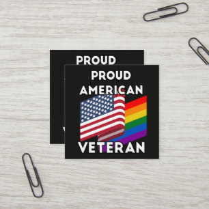 Hbtq-veteraner - amerikansk flagga fyrkantigt visitkort