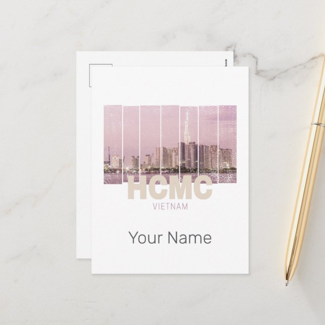 HCMC Saigon (Ho-Chi-Minh-City) Skyline Vietnam Helg Vykort (Fram/Back In Situ)