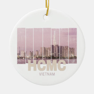 HCMC Saigon (Ho-Chi-Minh-staden) Siluett Vietnam Julgransprydnad Keramik