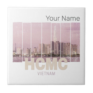 HCMC Saigon (Ho-Chi-Minh-staden) Siluett Vietnam Kakelplatta