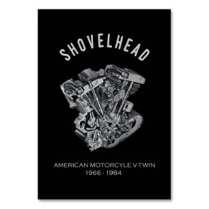 HD Motorcykel Vtwin Shovelhead Engine Teckning Bik Bordsnummer