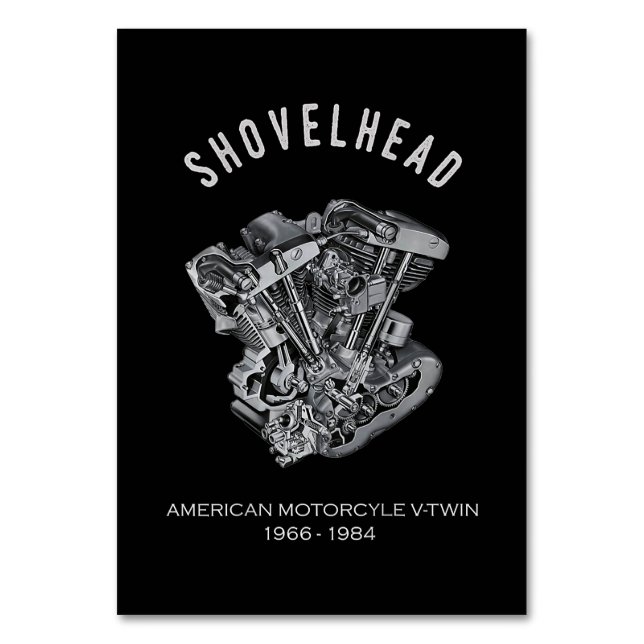 HD Motorcykel Vtwin Shovelhead Engine Teckning Bik Bordsnummer (Framsidan)
