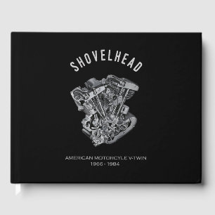HD Motorcykel Vtwin Shovelhead Engine Teckning Bik Gästböcker