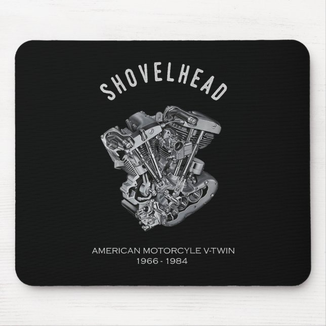 HD Motorcykel Vtwin Shovelhead Engine Teckning Bik Musmatta (Framsidan)