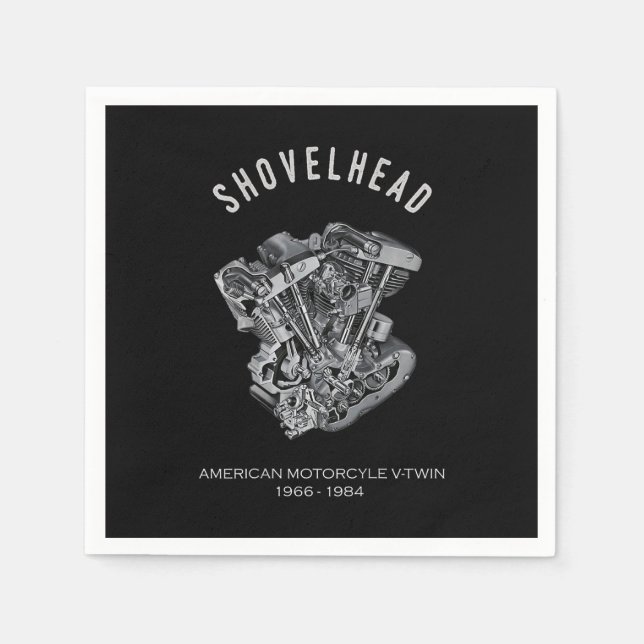 HD Motorcykel Vtwin Shovelhead Engine Teckning Bik Pappersservett (Framsidan)