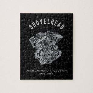 HD Motorcykel Vtwin Shovelhead Engine Teckning Bik Pussel