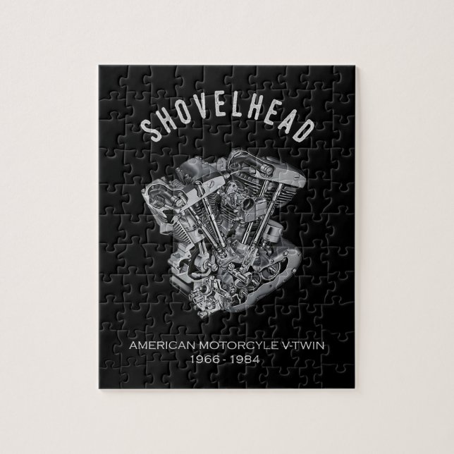 HD Motorcykel Vtwin Shovelhead Engine Teckning Bik Pussel (Vertikal)