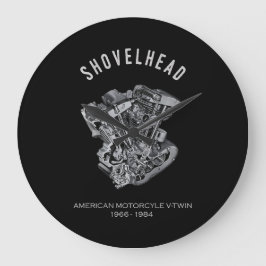 HD Motorcykel Vtwin Shovelhead Engine Teckning Bik Stor Klocka