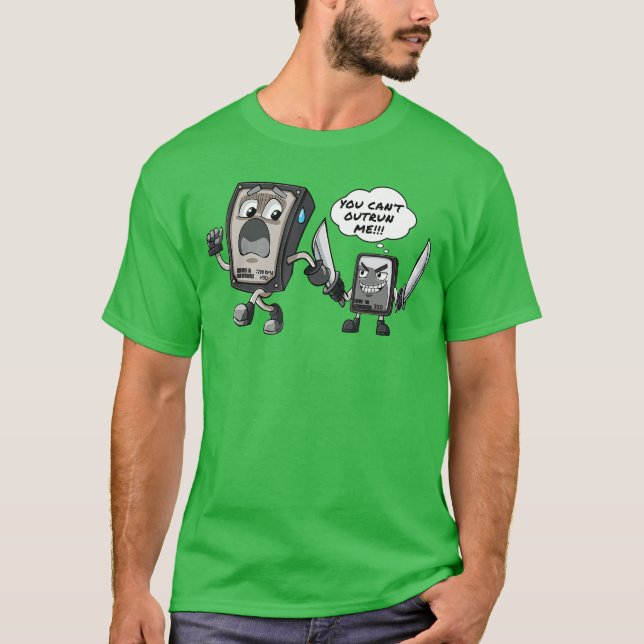 HDD VS SSD Gaming och dator Roligt nyhets frien T Shirt (Framsida)
