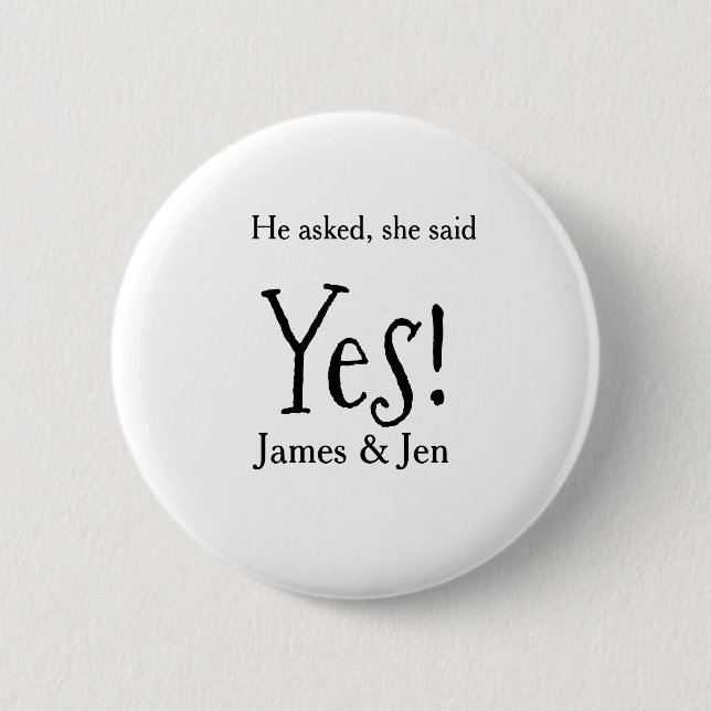 He asked she said yes engagement party name simple knapp (Framsida)
